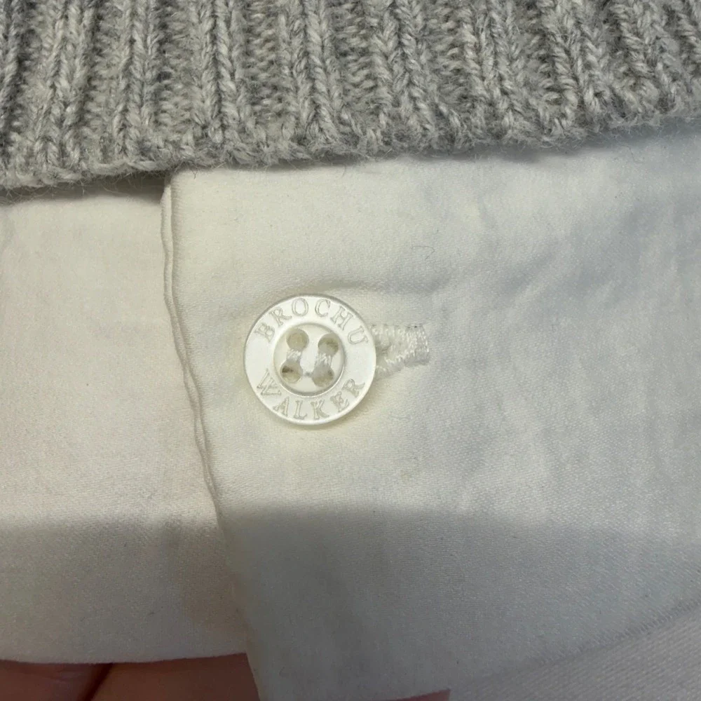 Brochu Walker Looker Layered Sweater XS Gray Cashmere Cotton V Neck 3/4 Sleeve